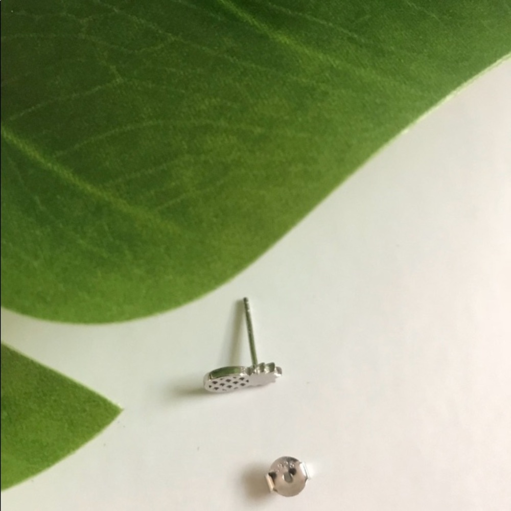 925 Sterling Silver Pineapple Stud Earrings - Picture 5 of 5